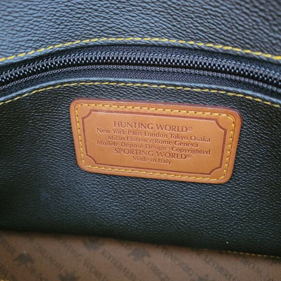 HUNTING WORLD Shoulder Bag Dark Brown Authentic Made in Italy Two Tone Leather - Picture 8 of 12